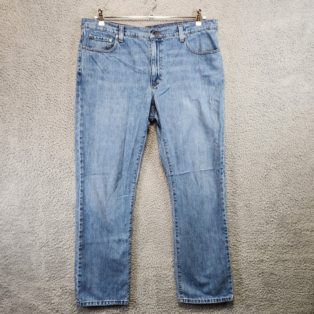 LL Bean Standard Fit Jeans Mens 38x32 (Fit 38x31) Light Wash Straight Leg Casual